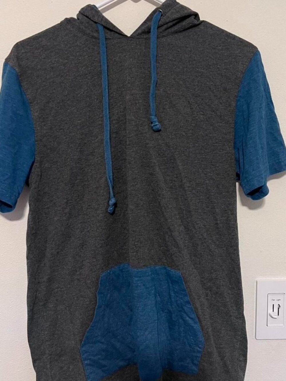 Men's Grey and Blue Short sleeve Hoodie